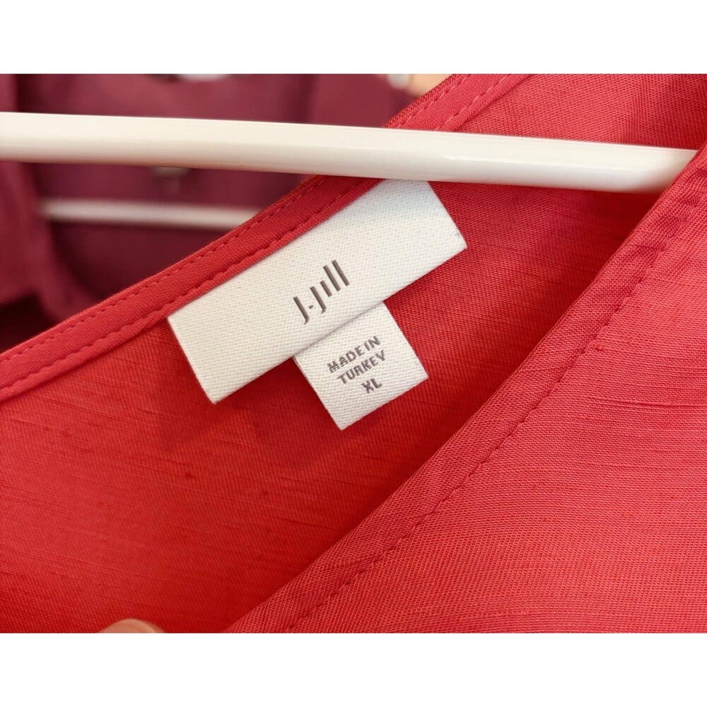 J Jill Elliptical Hem A-line Linen Blend Midi Dress pink Coral Size XL - Picture 2 of 7